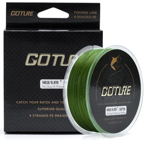 Goture Ligne de Pêche Tressée 300m, 8 Brins Ultra Fine - Solide, Sensible, Lisse et sans Étirement
