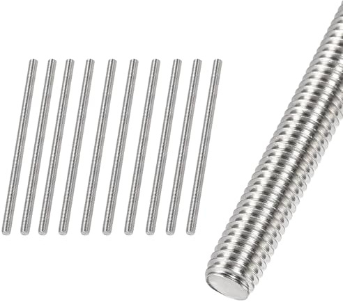 HiPicco 10 Pack M4 x 160mm Fully Threaded Rod, M4-0.7 Thread Pitch | Right Hand, 304 Stainless Steel Thread Screw Rods Bar Studs, for Furniture Anchor Bolts, Clamps, Hangers and U-Bolts