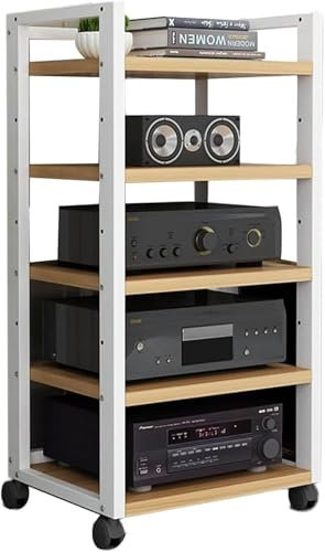 Druckertisch Mit Rollen Druckerregal HiFi-Rack 5-stufige Audio/Video-Medienständer HiFi-Audioschrank Leicht Zu Bewegen Tv Stand Cabinet Plattenspieler Schrank Verstärker-Rack(Style 2,50x40x100cm)