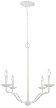 Licht-Erlebnisse Kronleuchter Weiß Metall 61 cm breit H: max. 221,1 cm verstellbar 4-flammig E14 Landhausstil Lüster Hängelampe Esszimmer Pendelleuchte Wohnzimmer