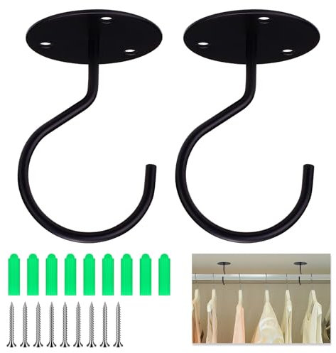 Modixun Soporte para barra de armario, 3,8 cm, soporte central de barra de armario con tornillos para estante de armario, barra de armario, barra de cortina de techo, paquete de 2