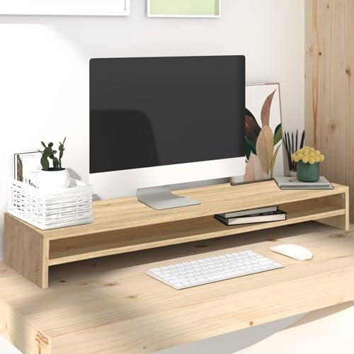 Xichuzi Monitorständer, Monitorständer, Bildschirmerhöhung, Monitorerhöhung, Monitor Erhöhung Schreibtisch, Monitor Erhöhung, Sonoma Eiche-Optik 100×24×13 cm Spanplatte