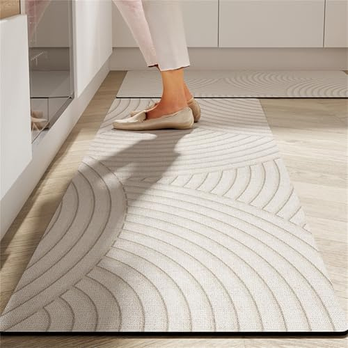Highdi Tapis de Cuisine Antidérapant en Diatomite Absorbant Séchage Rapide pour Salon, Salle de Bain, Couloir (Irrégulier, 60x120cm)