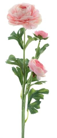 artplants.de Künstliche Blume Ranunkel Proto, Hellrosa, 65cm | Kunstblumen Zweig