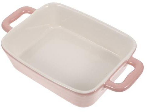 UTHCLO Pink Ceramic Baking Tray Microwave and Oven Safe Rectangular Pottery Baking Pan for Roasting Kitchen Utensils