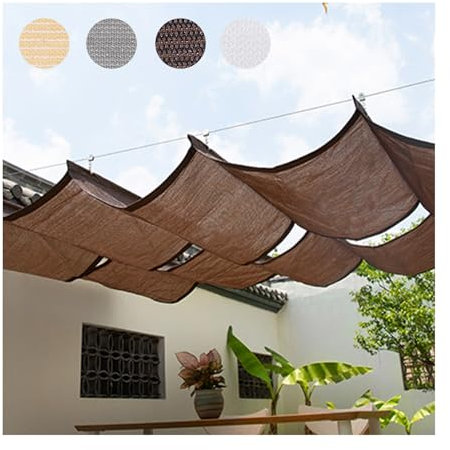 ZHENGQIAN U-shaped Wave Sunshade,Replacement Shade Cover Patio Awnings,Brown Retractable Wave Awning Cover,Durable,for Garden Porch Beach Pavilion Grill Gazebo Yard(W2.6*L10m/W8.53*L32.81ft)