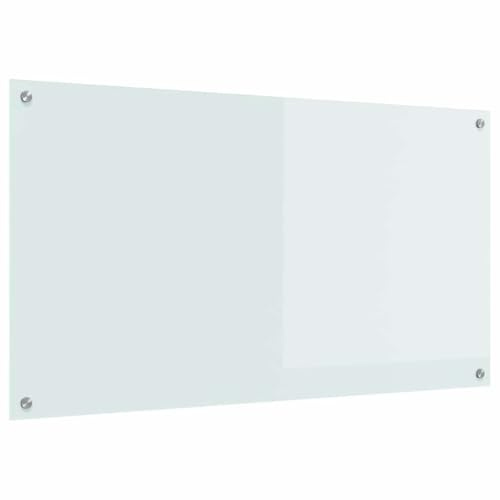 vidaXL Küchenrückwand Weiß 110 x 60 cm Gehärtetes Glas | Gemacht aus robustem Einscheibensicherheitsglas, das lange hält, Entwickelt, um mit heißen Sachen klarzukommen,