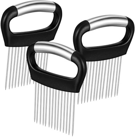 Hemobllo 3pezzi Supporto Per Cipolle in Acciaio Resistente Utensile Per Affettare Cipolle Tritatutto Per Verdure Guida Per Affettare Supporto Per Verdure Gadget Da Cucina
