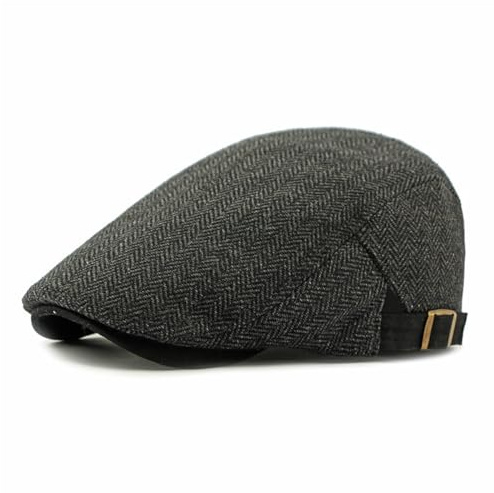 HIQIU Schiebermütze Herren Tweed Schirmmütze Vintage Flatcap Herren Verstellbar Newsboy Barett Cap für Frühling,Herbst und Winter