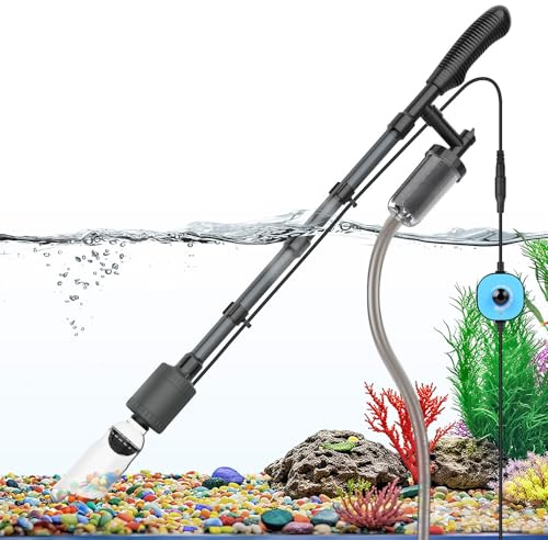 fishkeeper Mulmsauger Aquarium Elektrisch mit Einstellbar Durchfluss DC Controller, 6-in-1 25W Multifunktions Aquarium Sauger Bodengrund Reinigen, Sichere Elektrische Wasserwechsel Set & Kiesreiniger