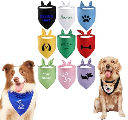 Personalisiertes Hundehalstuch aus Baumwolle – individuell bestickter Haustierschal mit Namen, Dreieck-Lätzchen für kleine, mittelgroße und große Hunde, Katzen und Welpen