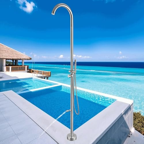 XJTNLB Außendusche Freistehend Gartendusche Edelstahl Warm Kalt Pool Dusche Mit Handbrause Gartendusche Pooldusche Außenendusche