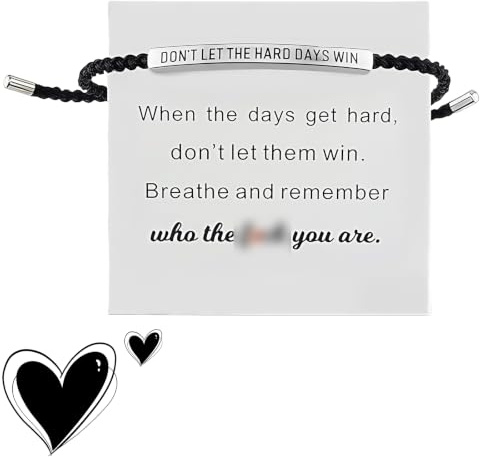 iuiiaii Inspirational Bracelets for Women, Dont Let the Hard Days Win Bracelet, Strength Bracelet Women Adjustable Rope Bracelets Womens Encouraging Jewelry for Family Friends Girls Daily Wear