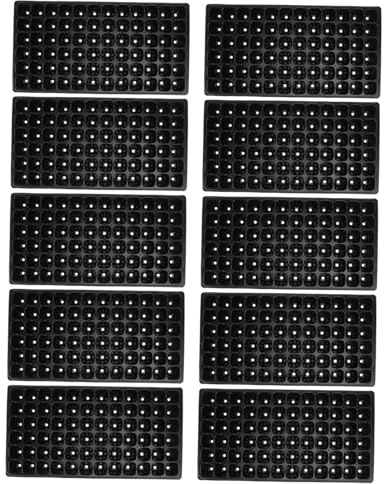 Gogogmee Vassoio per Germogli e Coltivazione 72 Fori in PVC Nero, Set 10 Pezzi, per Semina e Germinazione in Serra e Giardino, Resistente e Ventilato Alta Percentuale di Radicazione