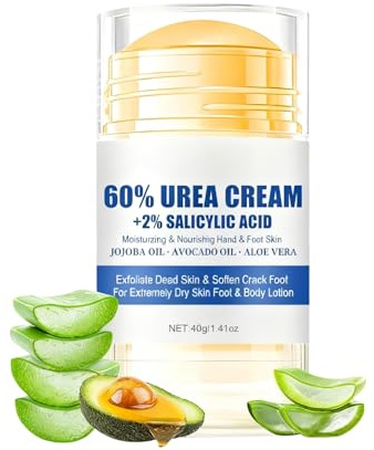 Urea Creme-Urea Creme 60% Prozent - Fußcreme gegen Hornhaut mit 2% Salicylsäure - Hornhautentferner Crem-e & Intensive Feuchtigkeitscreme für sehr trockene Füße und Hände - Hornhautcreme