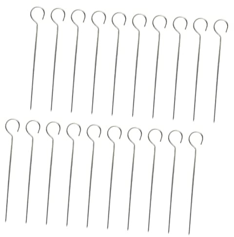 SHINEOFI 20 piezas Pinchos para Barbacoa Acero Inoxidable Brochetas Planas Reutilizables para Asar Carne y Verduras Diseño Ligero y Resistente