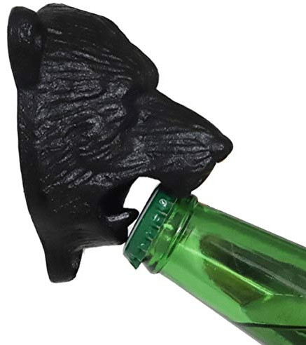 OEBUAFI Abridor de Botellas de Cerveza Montado en la Pared, Sacacorchos Vintage de Hierro Fundido, 8,6 X 8,7 Cm, Fácil de Instalar para Uso en Bar y Cocina (BLACK)