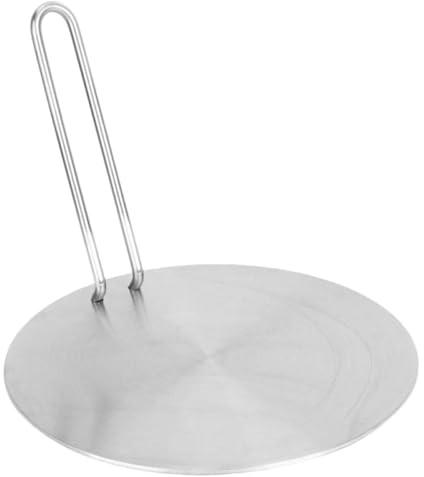 HOMSFOU Adaptateur Plaque à Induction Diffuseur de Chaleur en Acier Inoxydable Set Argenté Poignée Amovible Pratique pour Cuisinière Électrique