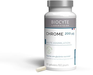 BIOCYTE Cr Chrome Oligosorb - Complément Alimentaire Glycémie Normale - A base de Chrome, Levure de Bière et Niacine - 60 Gélules - Programme de 2 Mois