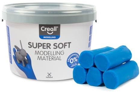 Creall Supersoft Knetmasse Blau, 1750g Eimer | Superweiche, dauerhafte Modelliermasse | Auf Wachsbasis, trocknet nicht aus | Für Kinder & Erwachsene | Made in Holland