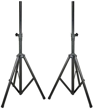 beamz Pair of Adjustable DJ Lighting Stands - Foldable Tripod T-Bar Stand System, 25kg Load Capacity, Maximum Height 2.3m, Ideal for Stage and Disco Lighting Setups, Pack of 2 Stands