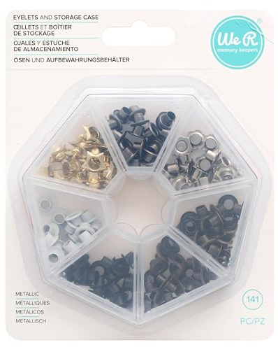 We R Memory Keepers Metallic We R Eyelets 140/Pkg-Metallic W/Storage Case, Metallisch, 100, silberfarben