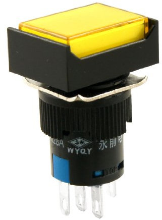 Aexit Interruttore a pulsante rettangolare a 220 V per lampada a scatto giallo con montaggio a pannello da 5 pezzi ID: 553313