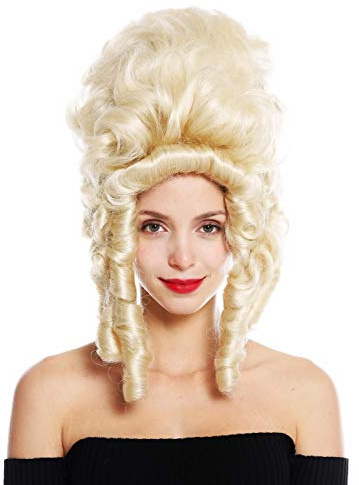 WIG ME UP - VK-38-613 quality women's wig theatre cosplay baroque Pompadour Marie Antionette countess noble woman platinum blonde
