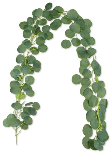 AIOR Künstliche Eukalyptus Girlande Künstlich Pflanze, 2m Blätter Girlande Eukalyptus Deko Hochzeit Kranz für zu Hause Küchen Garten Büro Wanddekoration (1 Stück)