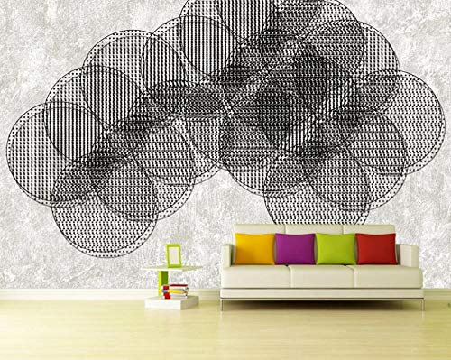 Fototapete 3D Effekt Tapeten 300x210cm Tapete 3D Vliestapete DIY Wandbilder Wohnzimmer Tv Hintergrundbild Wanddeko Retro Abstrakter Kreis