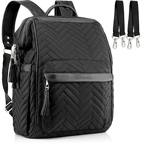 Brombär Wickelrucksack Schwarz mit Kinderwagenhaken und vielen Fächern (Schwarz)