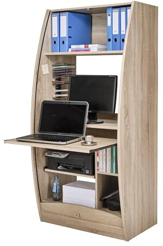 SIMMOB Armoire Informatique Galbée 80 cm Chêne 6 Niches