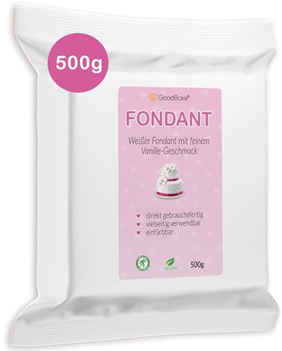 GoodBake Fondant weiß 500g – Rollfondant für Torten, Kuchen & Cupcakes