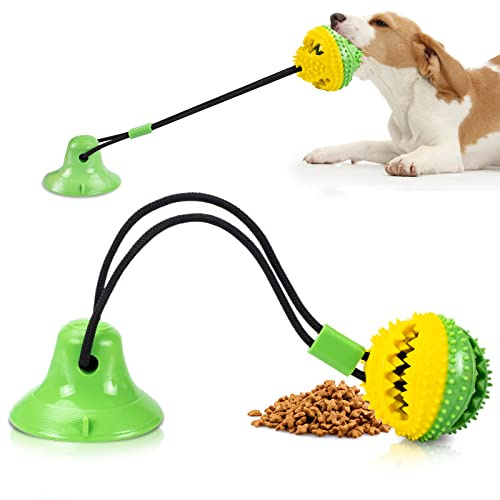 Askhald Dog Toys, Dog Chew Toys for Aggressive chewers, Puppy Training Treats Teething Rope Toys for Boredom, Puzzle Treat Food Dispensing Ball for Puppies Teething Small Dogs (Green)