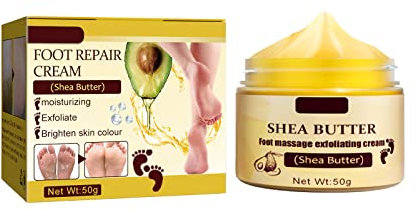 Crème de massage des pieds 50 g, gommage hydratant et exfoliant pour les pieds, pommade cicatrisante pour les talons fissurés et les pieds secs (1 pièce)