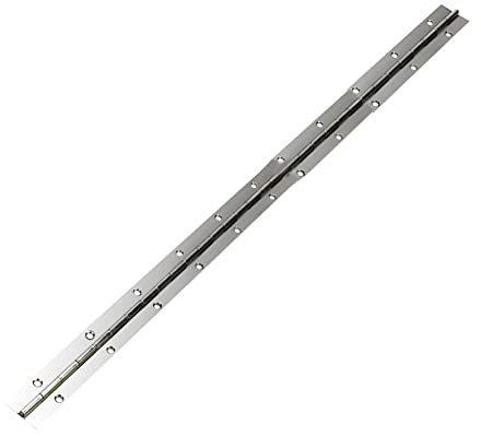 Hoopever Heavy Duty Stainless Steel Chrome Continuous Piano Hinge, 600mm x 38mm x 1mm, 270° Open, 24 Pre-Drilled Holes, Silver