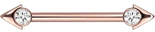 PIERCINGLINE Titan Barbell Nippelpiercing mit Innengewinde PFEIL SPITZE + KRISTALL Piercing Stab Nippel Brust Intim Farbauswahl