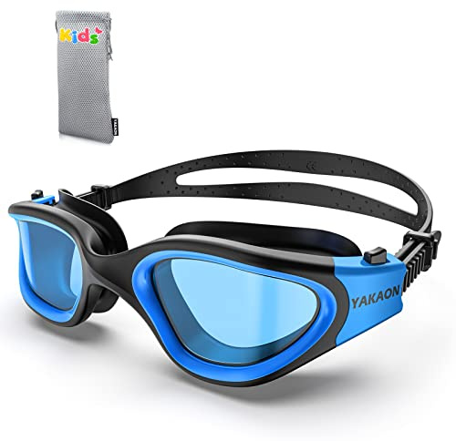 YAKAON A1MINI - Occhialini da nuoto per bambini, comodi occhialini da nuoto unisex per bambini, anti-appannamento, protezione UV, a prova di perdite, con custodia protettiva (età 6-14)