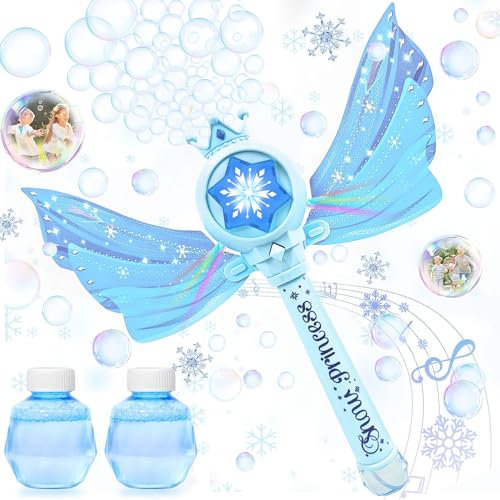 Bubble Machine,Zauberstab Seifenblasenmaschine,mit Musik & Licht,Seifenblasenmaschine für Kinder,Magic Wand Bubble mit Seifenblasen Flüssigkeit,Outdoor Bubble Toys für Partys Geburtstag