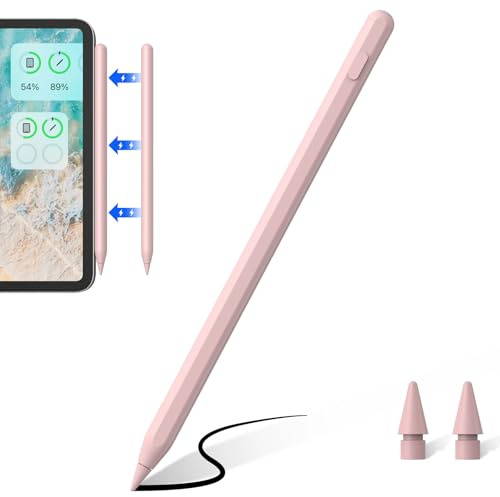 Stylus Stift mit Kabelloser Aufladung, Kompatibel mit iPad Pro (2018-2022) iPad Pro/iPad/iPad mini/iPad Air Pencil für Apple iPad mit Palm Rejection Neigungserkennung（ Rosa