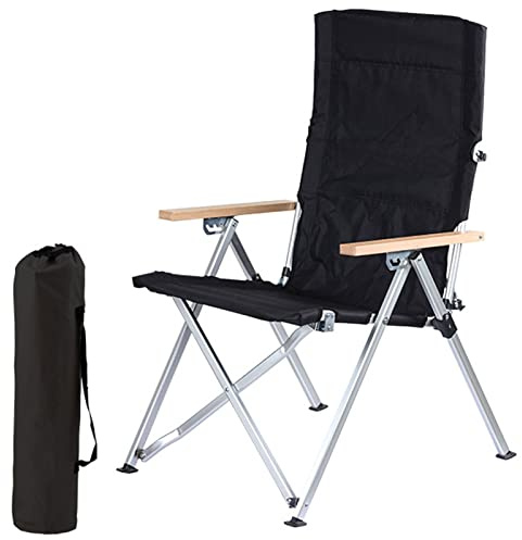 HUHJYUGE Campingstuhl Faltbar, Gartenstuhl Hochlehner Klappstuhl, Alu Campingstuhl Klappbar, Angelstuhl Mit Armlehnen Praktisch Robust Leicht, Für Camping, Strand, Grillen (A)