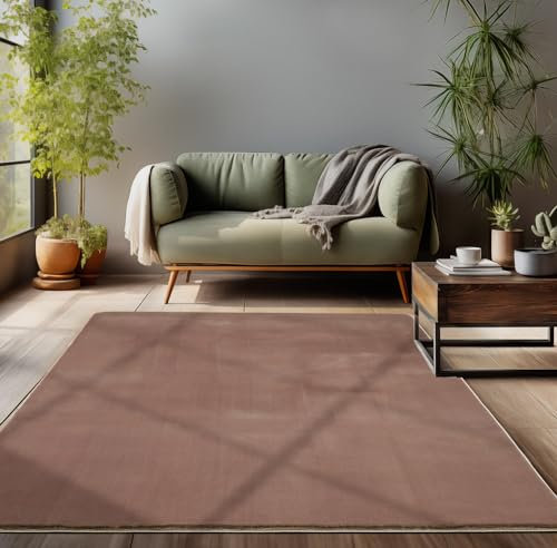 Carpettex Hochflor Teppich Wohnzimmer Shaggy 140 x 200 cm Flokati Teppich Modern Einfarbig Beige - Teppich Schlafzimmer Weich Flauschig Waschbar Teppich Küche Esszimmer - Langflor Teppiche