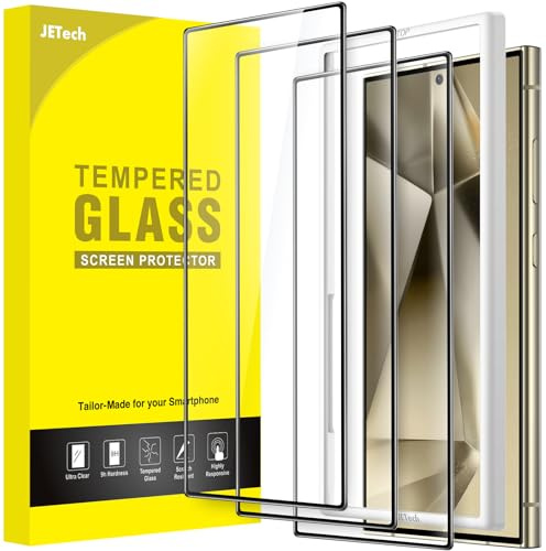 JETech Full Täckning Skärmskydd för Samsung Galaxy S24 Ultra 5G 6,8-Tum, Härdat Glasfilm med Enkelt Installation Verktyg, Fingeravtryck ID Kompatibel, HD Klar, 3-Paket
