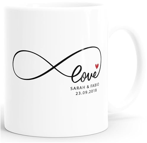 SpecialMe® Kaffee-Tasse Liebe Love Schriftzug Für Immer Geschenk für Sie und Ihn Jahrestag Valentinstag Hochzeitstag weiß standard