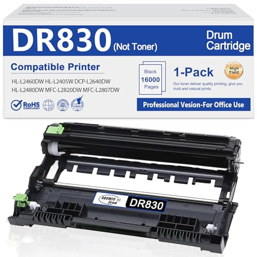 DR830 Drum Unit High Yield (Not Toner) Replacement for Brother DR-830 Drum Unit Black 1 Pack HL-L2400D HL-L2460DW HL-L2405W HL-L2465DW HL-L2480DW DCP-L2640DW MFC-L2820DWXL MFC-L2820DW Printer