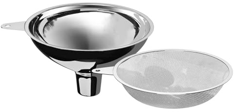 serinar Stainless Steel Large Funnel with Filter (5.7 in. X 1 in. Mouth) with 50 mesh Stainless Steel Food Filter, Metal Funnel for Bottle Filling, Food Funnel for Oil, Juice, Coffee, Honey, Milk