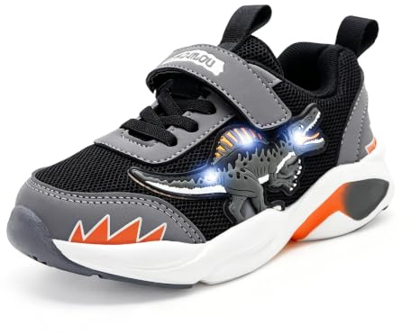 Zapatillas de Deporte para niños, Zapatos Luminosas de Dinosaurio, Malla Transpirable (Pesimista, Niño (2-5 años), 26, Números, Sistema Tallas Calzado EU, Mediano)