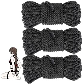 BDSM Bondage Rope Sex Restraints Adult Toys SM Starter Set for Women Men Couples 32 Feet/10m, 3 Pack (Black)