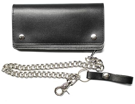 Trucker Wallet Premium Leather with 18 inch Chain (Black)