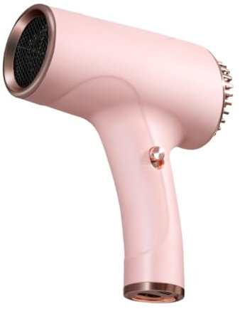 Harilla Secador de pelo portátil, inalámbrico, pequeño, de secado rápido, 2 velocidades, potente, para el cuidado del cabello, para pintar, al aire libre, ROSA